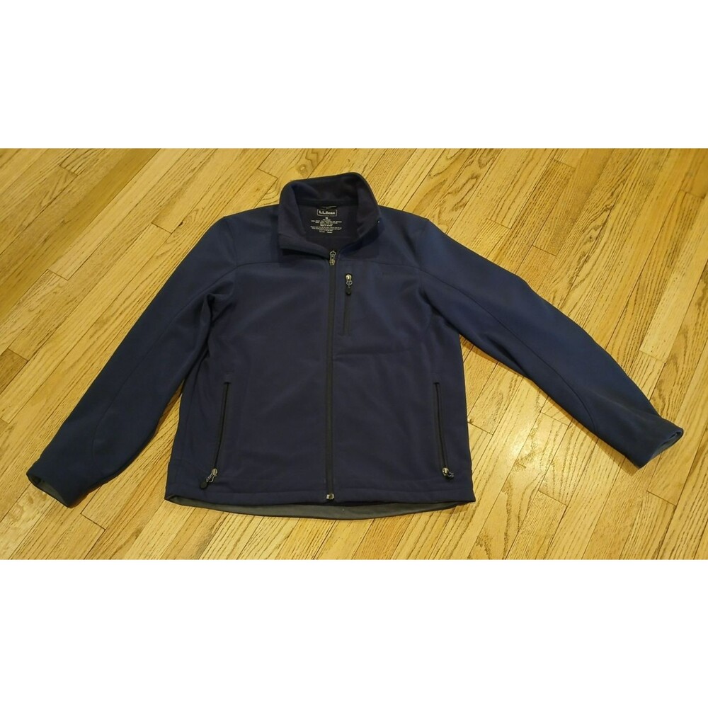 L.L Bean Men's Sweat Jacket Fleece Lined Inside Pockets Full Zip Blue Sz Medium
